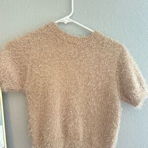 Elegant Beige Women's Fuzzy Sweater